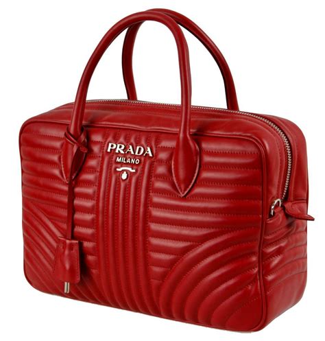 Prada Women's 1BB095 Red Leather Shoulder Bag 